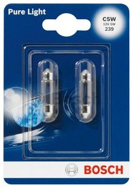 BOSCH PURE LIGHT C5W 4000K 5W 12V CARTON BLISTER X2 PCS