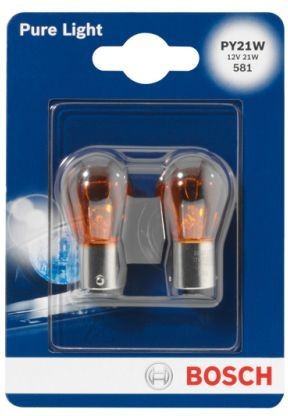 BOSCH PURE LIGHT PY21W AMBER 12V CARTON BLISTER X2 PCS