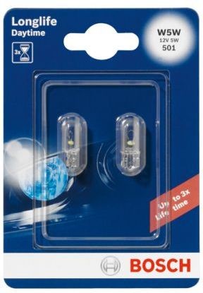 BOSCH LONGLIFE DAYTIME W5W 4000K 5W 12V CARTON BLISTER X2 PCS