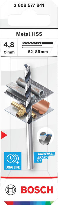 BOSCH METAL DRILL BIT HSS 1 PC. 4.8 MM