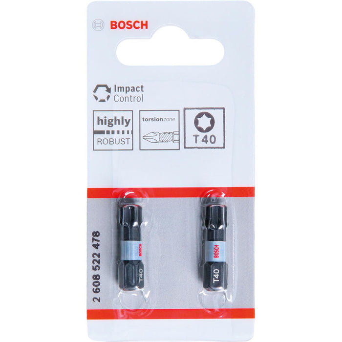 IMPACT BITS T40 2 NUMBERS 25 MM BOSCH IMPACT CONTROL