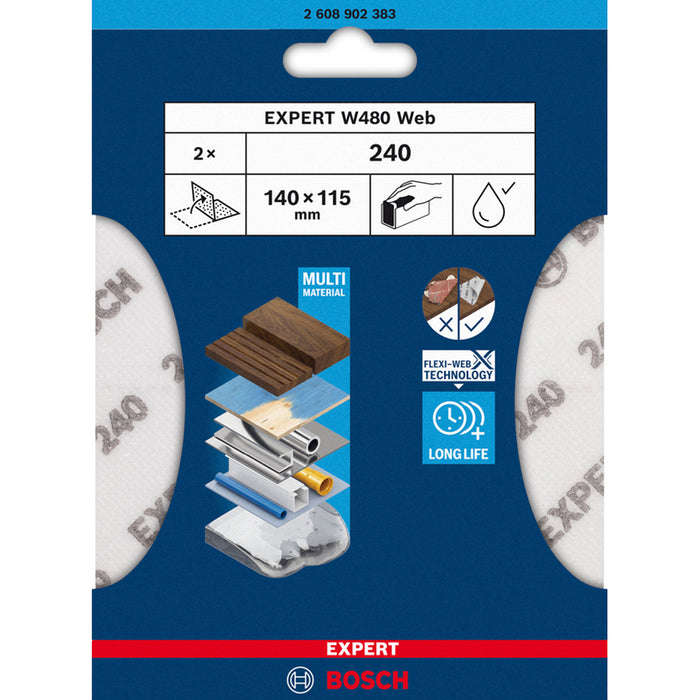 SANDING PADS 115X140 P240 2 PCS BOSCH EXPERT W480