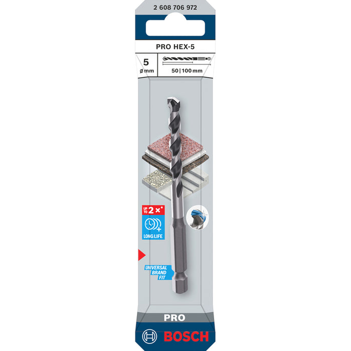METAL DRILL BIT HEX-5 BOSCH 5x50x100