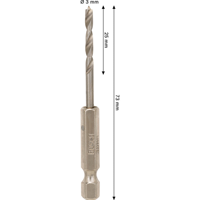 WOOD DRILL BOSCH HEX 3x74