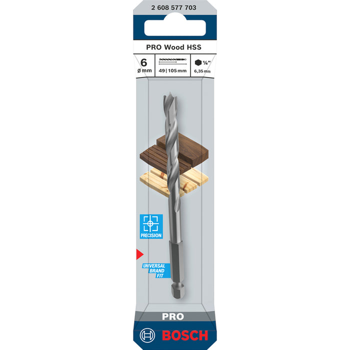 WOOD DRILL BOSCH HEX 6x106
