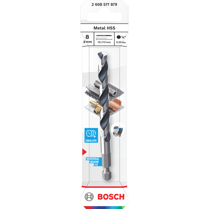 METAL DRILL BOSCH HSS HEX 8x75x117