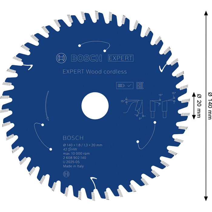 CIRCULAR BLADES 140X20X1.8/1.3 42T BOSCH