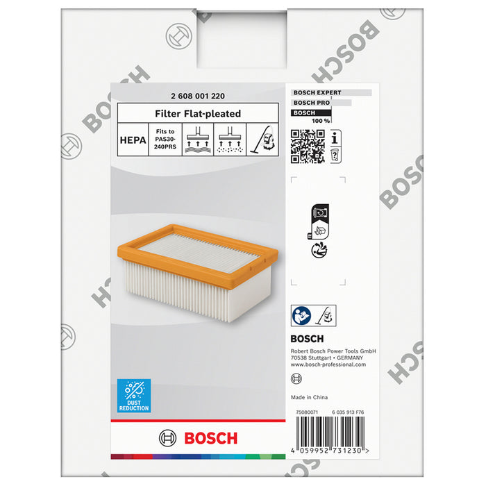 FLAT PLEATED HEPA FILTER FOR BOSCH PAS 30-240 PRS