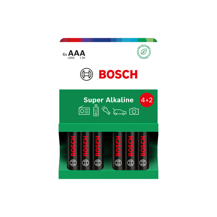 BATTERIES AAA 4+2 PCS BOSCH SUPER ALKALINE LR03SA6B/00