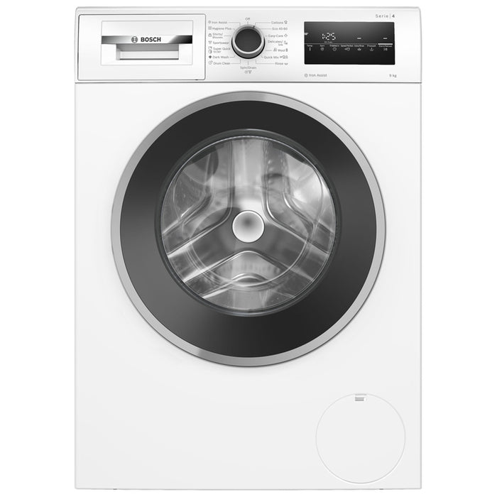 Bosch WAN2826NBY, SER4, Washing machine 9kg, A, 1400rpm, 51/72dB(A), Iron Assist, waveDrum 65l, 7 options, Rinse Plus, silver-blackgrey door