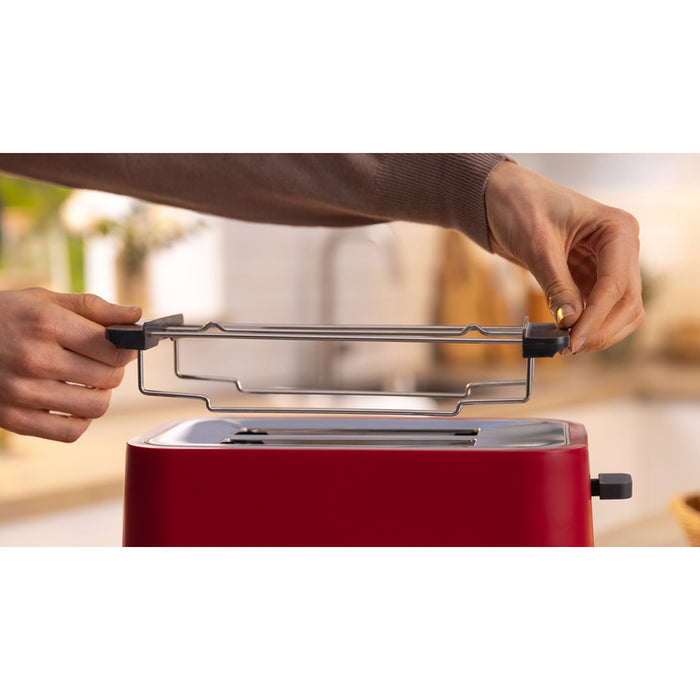 Bosch TAT3M124, MyMoment Compact toaster, 950 W, Auto power off, Defrost and reheat setting, Removable and foldable bun attachment, High lift, Deep Red