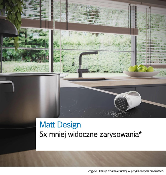 Bosch PVW81CHB1E, SER8, Induction electric cooktop, 5 zones (1 CombiZone + 3, 24cm ring), DirectSelect, PanBoost, frameless, 7,4 kW, 80cm, HC, Matt Black