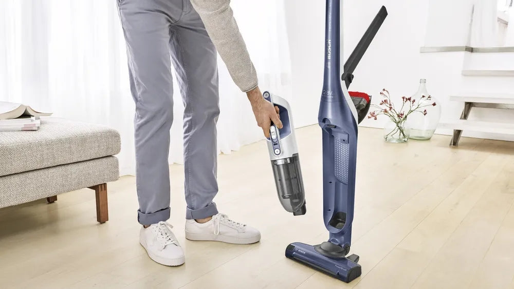 Bosch BBH3K2800, Cordless Handstick Vacuum cleaner 2 in 1 Flexxo Gen2, Serie 4, 28V, 82 dB(A), AllFloor Power Brush with LEDs, built-in accessories, Blue