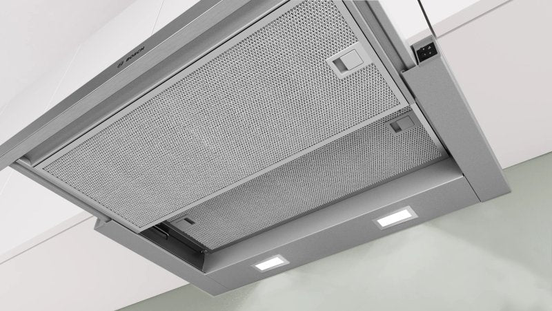 Bosch DFM064W55, SER2, Telescopic hood 60cm C, EcoSilence Drive, max 394 m3/h, 68dB, 3 speeds, CoP D, Grease eff. 86,6%, front strip inox