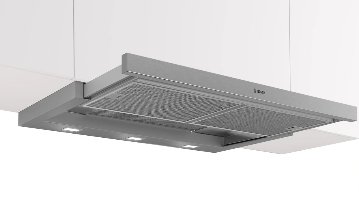 Bosch DFS097A51, Telescopic Aspirator, Semi-built-in, 90 cm, Energy class A, 397 m3/h, 53 dB, LED display, Silver metallic