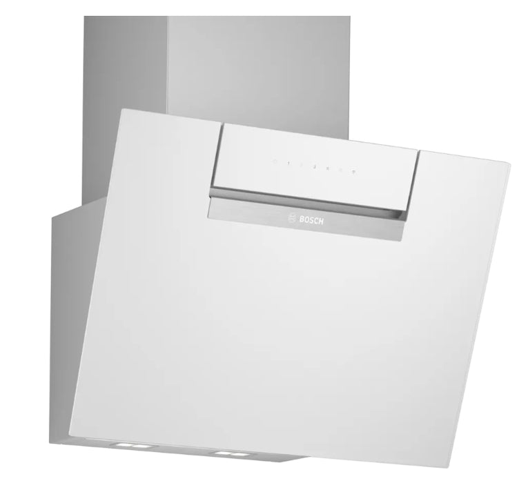 Bosch DWK67FN20, SER4, Wall hood 60 cm, A+, EcoSilence Drive, Alexa voice control, transparent glass, white print, max 431 m3/h, 56 dB, HC