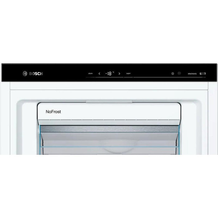 Bosch GSN58AWEV SER6 FS upright freezer, NoFrost, D, 191/70/65cm, 366l, 39dB(C), IC, 5 drawers (1 BigBox), 3 shelfs, handle, white