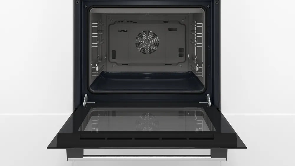 Bosch HBF153EB0, SER2, 3D HotAir, EcoClean Direct, 66 l, Telescopic guides on 1 level, LED display with sinking buttons, Energy efficiency A, Black