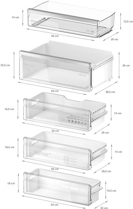 Built-in refrigerator BOSCH KBN96ADD0, 382 l, NoFrost, 193.5 x 70.8 cm