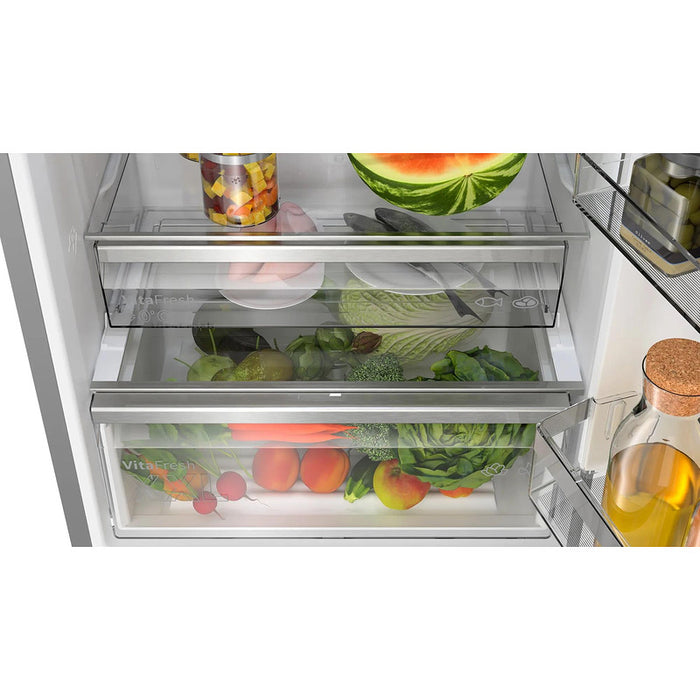 Bosch KGN49AICT SER6; Free-standing fridge-freezer NoFrost, C, 203/70/67cm, 440l(311+129), 35dB, VitaFresh XXL, 0° drawer, Metal back wall with MultiAirflow, Stainless steel