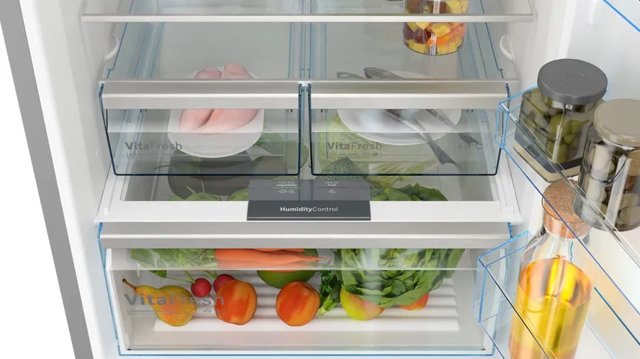 Bosch KGN56XLEB SER4; Free-standing fridge-freezer NoFrost, E, 193/70/80cm, 508l(400+108), 40dB, VitaFresh, PerfectFit, Stainless steel