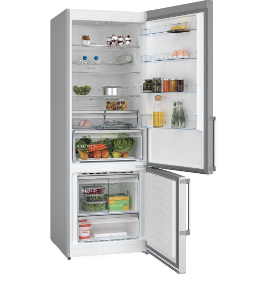 Bosch KGN56XLEB SER4; Free-standing fridge-freezer NoFrost, E, 193/70/80cm, 508l(400+108), 40dB, VitaFresh, PerfectFit, Stainless steel