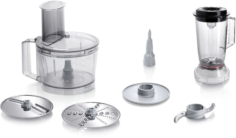Bosch MCM3201B, Kitchen machine, MultiTalent 3, 800 W, BPA-free, plastic bowl 2.3 l , Double-sided stainless steel disc for cutting and planing, suitable for crushing ice, Dough attachment, black
