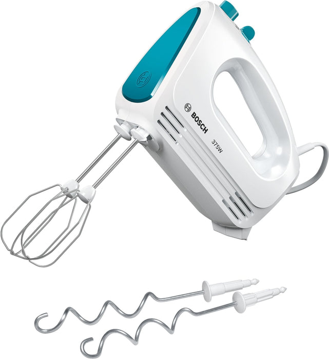 Bosch MFQ2210D, Hand mixer, CleverMixx, 375 W, 4 speed settings, additional pulse/turbo setting, white/blue