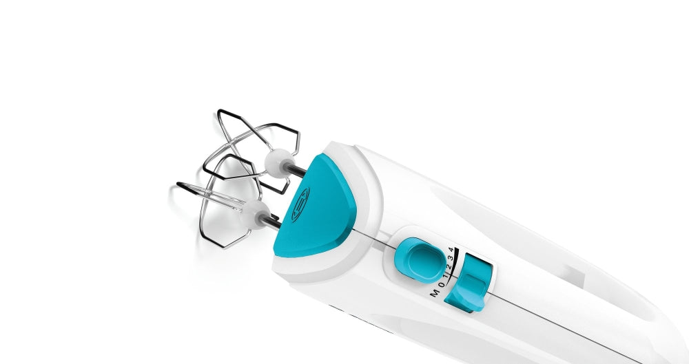 Bosch MFQ2210D, Hand mixer, CleverMixx, 375 W, 4 speed settings, additional pulse/turbo setting, white/blue