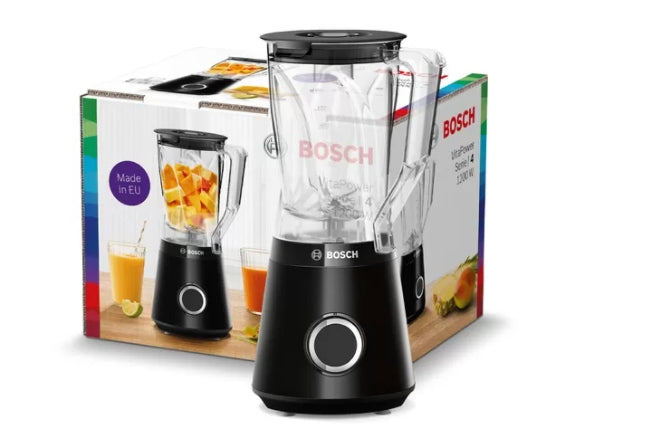 Bosch MMB6141B Series 4, VitaPower Blender, 1200 W, Tritan blender jug 1.5 l, Two speed settings and pulse function, ProEdge stainless steel blades made in Solingen, Black