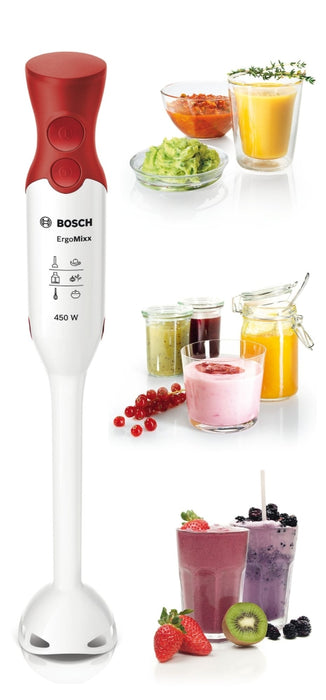 Bosch MSM64010, Blender, ErgoMixx, 450 W, Included transparent jug, White, red