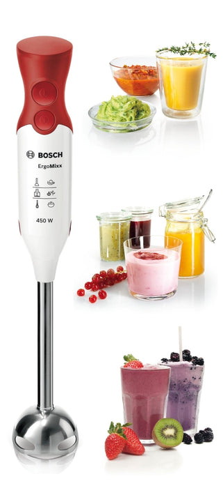 Bosch MSM64110, Blender, 450 W, Included transparent jug, White, red
