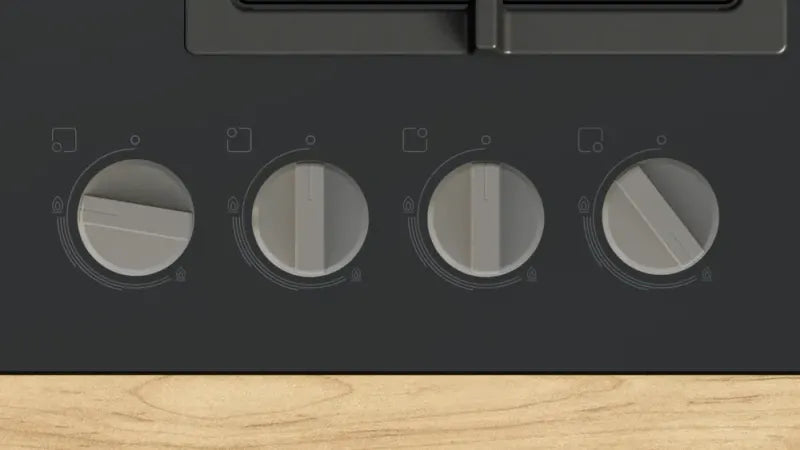 Bosch PNN6B6K40, SER4, Gas hob, 4 zones, 9 power levels, FlameSelect new, Easy cleaning, metal knobs, black, 60cm