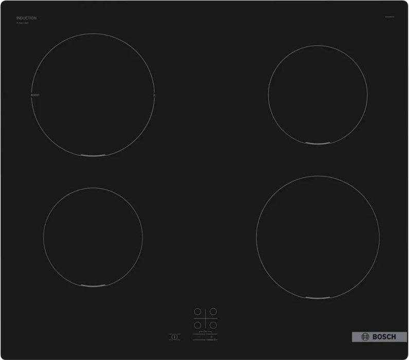 Bosch PUG611AA5E SER2, Induction hob, 60 cm, 4 zones, surface mount without frame, Black