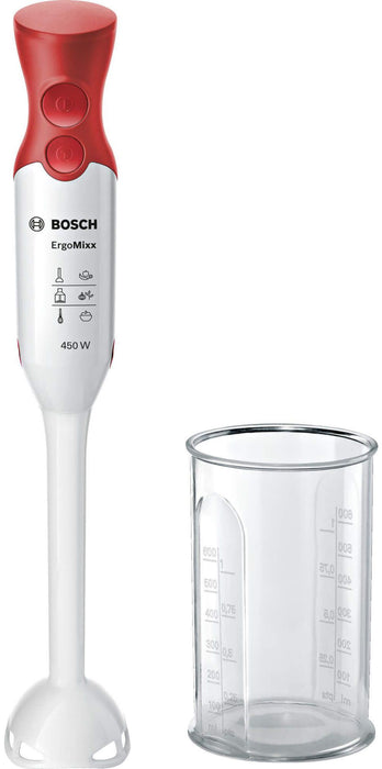 Bosch MSM64010, Blender, ErgoMixx, 450 W, Included transparent jug, White, red