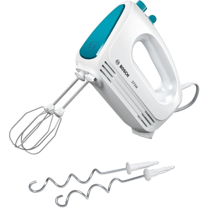 Bosch MFQ2210D, Hand mixer, CleverMixx, 375 W, 4 speed settings, additional pulse/turbo setting, white/blue