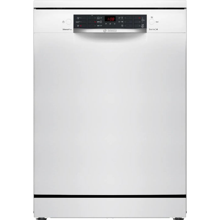 Bosch SMS46KW02E, SER4, Free-standing dishwasher, E, Polinox, 9,5l, 13ps, 6p/4o, 46dB(C), 3rd drawer, Rackmatic, white, w/o HC