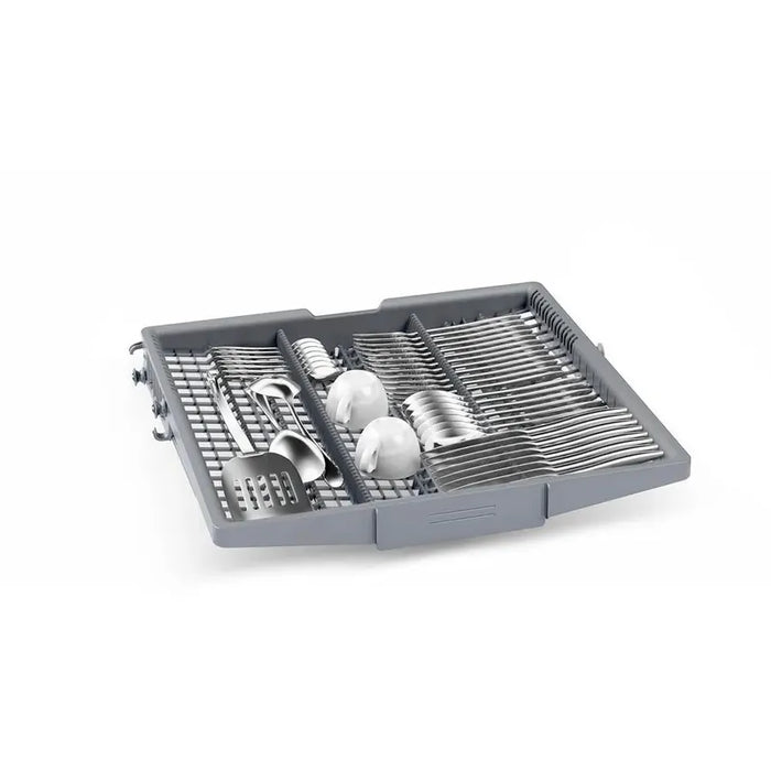 Bosch SMS46KW02E, SER4, Free-standing dishwasher, E, Polinox, 9,5l, 13ps, 6p/4o, 46dB(C), 3rd drawer, Rackmatic, white, w/o HC