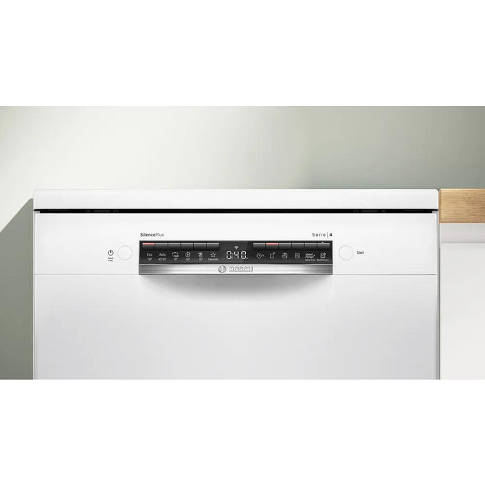 Bosch SMS4EVW08E, SER4, Free-standing dishwasher, B, EfficientDry, Polinox, 9,0l, 14ps, 6p/5o, 44dB(B), Silence 43dB, 3rd drawer, Rackmatic, white, HC