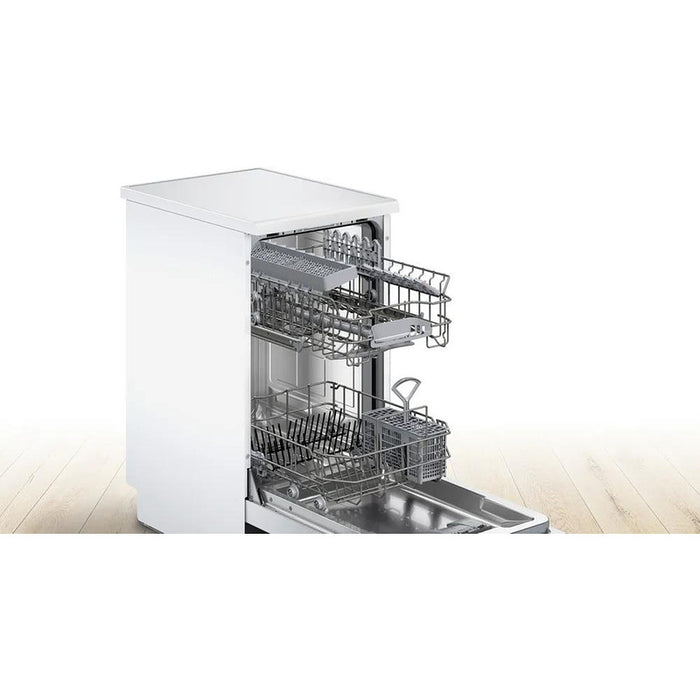 Bosch SPS2IKW10E, SER2, Free-standing dishwasher 45cm, F, 9,5l, 9ps, 5p/4o, 48dB(C), display, Start delay 24h continuous, white, HC