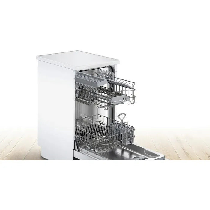 Bosch SPS2IKW10E, SER2, Free-standing dishwasher 45cm, F, 9,5l, 9ps, 5p/4o, 48dB(C), display, Start delay 24h continuous, white, HC