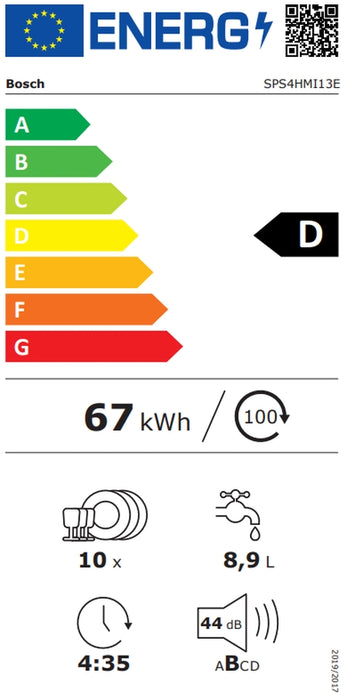 Dishwasher BOSCH SPS4HMI13E, 45 cm