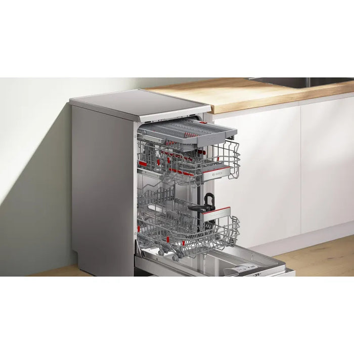 Bosch SPS6EMI21E, SER6, Free-standing dishwasher 45cm, B, EfficientDry, 8,7l, 10ps, 8p/5o, 43dB(B), Silence 43dB, 3rd drawer, inox, interior light, HC