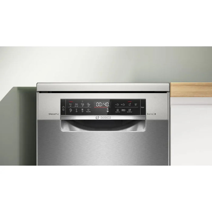 Bosch SPS6EMI21E, SER6, Free-standing dishwasher 45cm, B, EfficientDry, 8,7l, 10ps, 8p/5o, 43dB(B), Silence 43dB, 3rd drawer, inox, interior light, HC