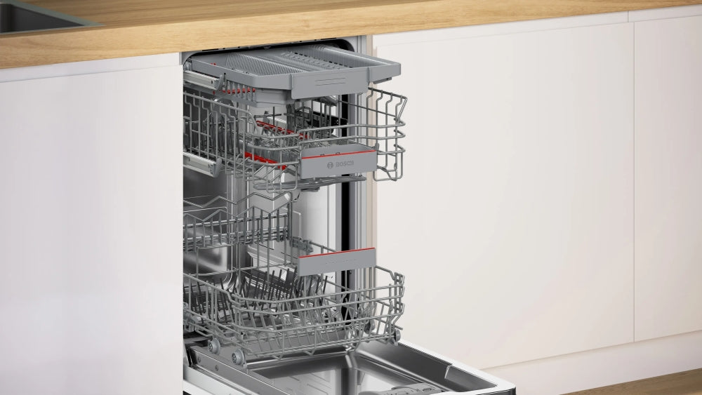 Bosch SPV4HMX13E, SER4, Dishwasher fully integrated 45cm, D, 9,5l, 10ps, 6p/5o, 44dB(B), Silence 43dB, 3rd Vario drawer, R3, Auto program, Rackmatic, HC