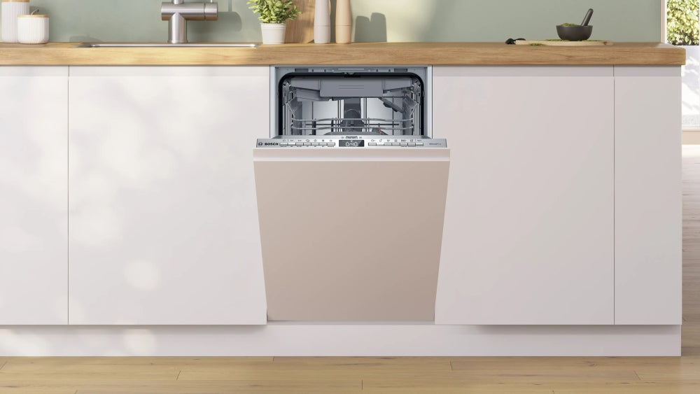 Bosch SPV4HMX13E, SER4, Dishwasher fully integrated 45cm, D, 9,5l, 10ps, 6p/5o, 44dB(B), Silence 43dB, 3rd Vario drawer, R3, Auto program, Rackmatic, HC