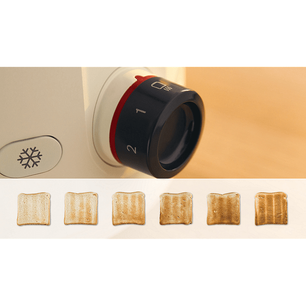 Bosch TAT2M127, MyMoment Compact toaster, 950 W, Auto power off, Defrost and reheat setting, Integrated warming grid, High lift, Cream