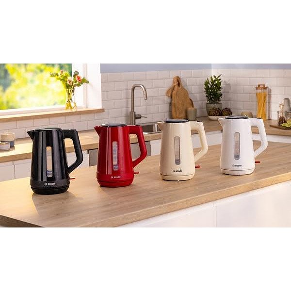 Bosch TWK1M121, MyMoment Plastic Kettle, 2400 W, 1.7 l, Cup indicator, Limescale filter, Triple safety function, White