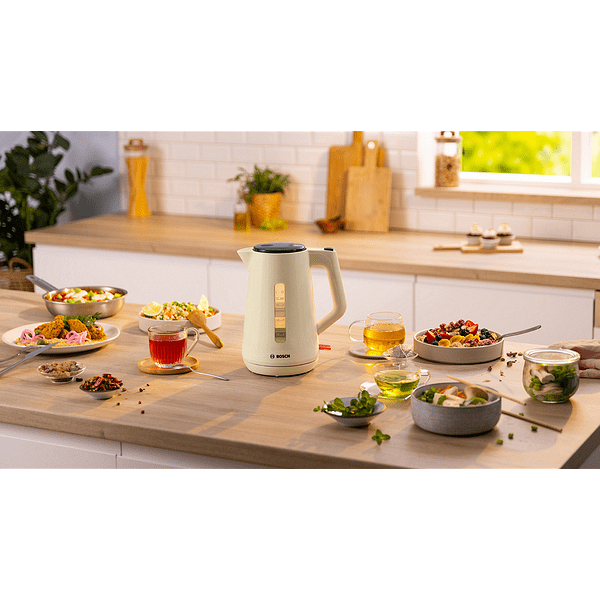 Bosch TWK1M127, MyMoment Plastic Kettle, 2400 W, 1.7 l, Cup indicator, Limescale filter, Triple safety function, Cream