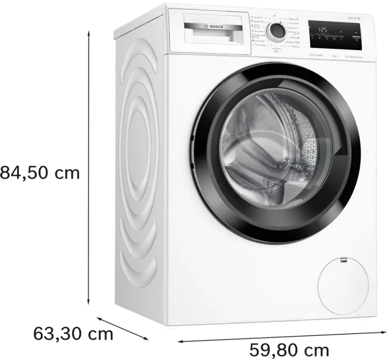 Bosch WAN24168BY SER4 Washing machine 8kg, A, 1200rpm, 51/71dB(A), Iron Assist, waveDrum 65l, 6 options, Sportswear, black-blackgrey door